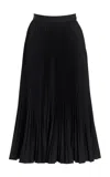 Michael Kors Pleated Wool-gabardine Midi Skirt In Black