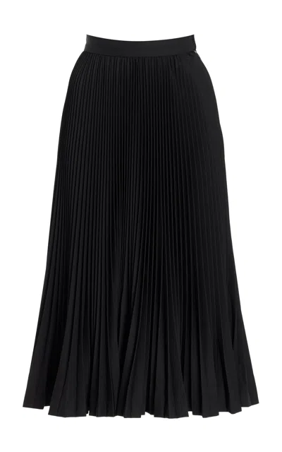 Michael Kors Pleated Wool-gabardine Midi Skirt In Black