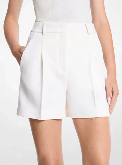 Michael Kors Pleated Wool Gabardine Shorts In White