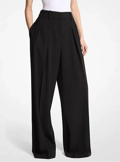 Michael Kors Pleated Wool Trousers In Black