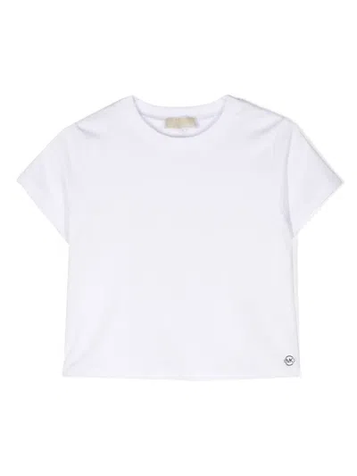 Michael Kors Kids' Plissé Cotton-blend T-shirt In Weiss