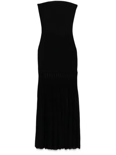 Michael Kors Plissé-detail Maxi Dress In Black