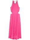 Michael Kors Pleated Georgette Dress With Cut-out Details In 粉色