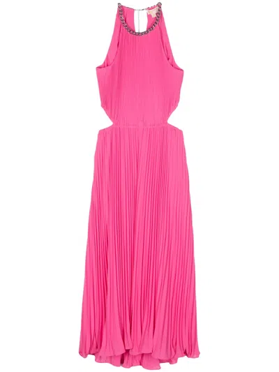 Michael Kors Plissé Midi Dress In 粉色
