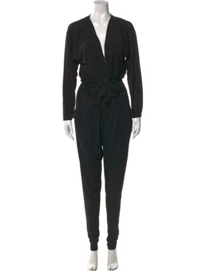 Pre-owned Michael Kors Plunge Neckline Jumpsuit In Black