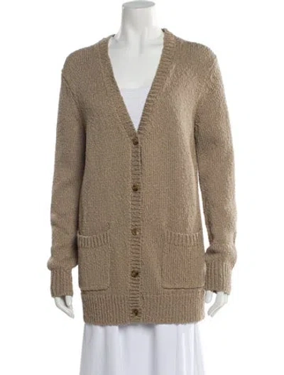 Pre-owned Michael Kors Plunge Neckline Sweater In Brown