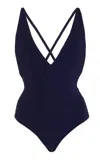 Michael Kors Plunged-neck Bodysuit In Navy