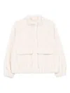 Michael Kors Plush Cropped White Jacket With Stand Collar In Neutral