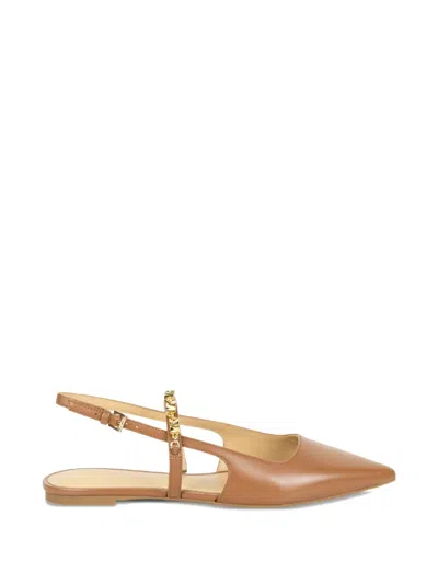 Michael Kors Pointed-toe Chain-detail Ballet Flats In Brown