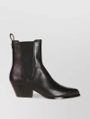 MICHAEL KORS POINTED TOE STACKED HEEL LEATHER BOOTS