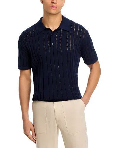 Michael Kors Pointelle Cotton Polo Shirt In Blue