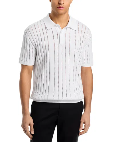 Michael Kors Pointelle Cotton Polo Shirt In White