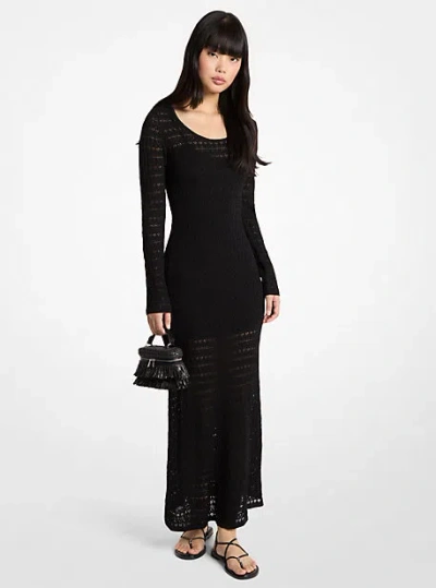 Michael Kors Pointelle Stretch Knit Maxi Dress In Black