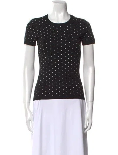 Pre-owned Michael Kors Polka Dot Print Crew Neck T-shirt In Black