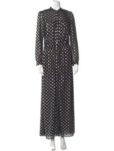 Pre-owned Michael Kors Polka Dot Print Long Dress In Blue