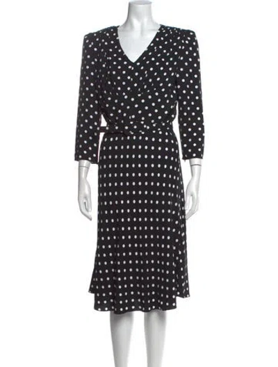 Pre-owned Michael Kors Polka Dot Print Midi Length Dress In Black