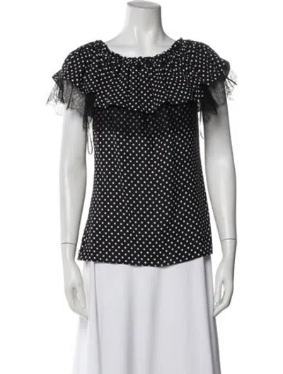 Pre-owned Michael Kors Polka Dot Print Off-the-shoulder Blouse In Blue