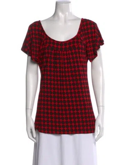 Pre-owned Michael Kors Polka Dot Print Scoop Neck Top In Red