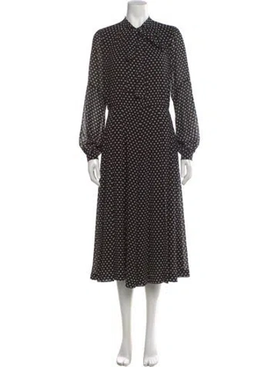 Pre-owned Michael Kors Polka Dot Print Tie Neck Jumpsuit In Black