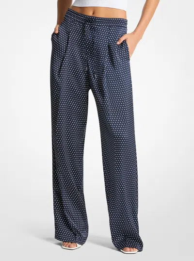 Michael Kors Polka Dot Satin Pants In Black
