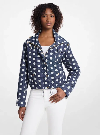 Michael Kors Polka Dot Signature Logo Ciré Jacket In Blue