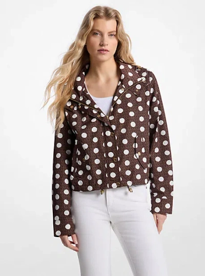 Michael Kors Polka Dot Signature Logo Ciré Jacket In Brown