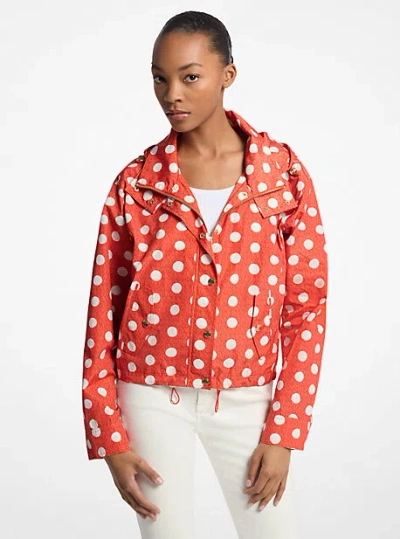 Michael Kors Polka Dot Signature Logo Ciré Jacket In Red
