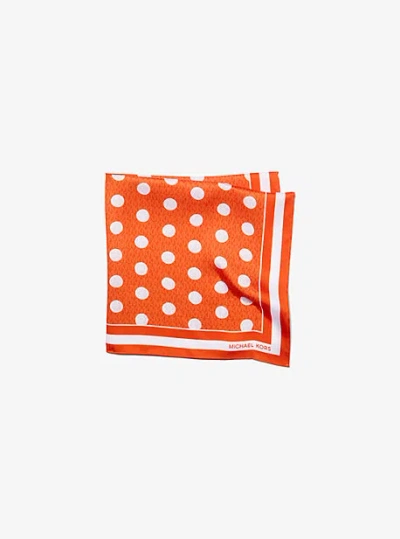 Michael Kors Polka Dot Signature Logo Satin Twill Scarf In Red