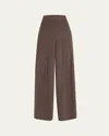 Michael Kors Polka-dot Silk Flowy Wide-leg Pants In Brown