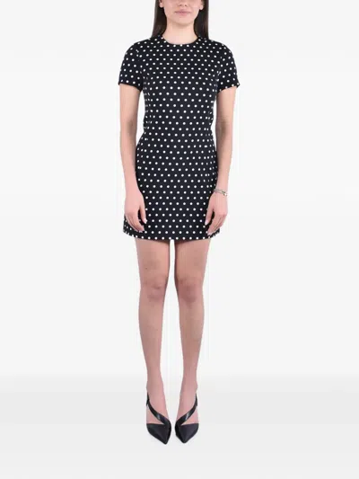 Michael Kors Polka-dot Shift Mini Dress In Blue