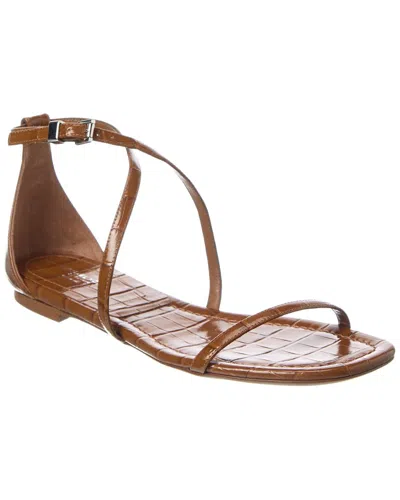 MICHAEL KORS POLLY RUNWAY CROC-EMBOSSED LEATHER SANDAL