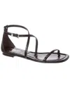 Michael Kors Polly Runway Croc-embossed Leather Sandal In Brown