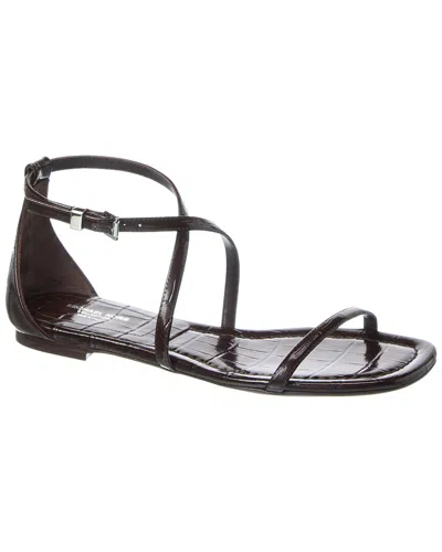 MICHAEL KORS POLLY RUNWAY CROC-EMBOSSED LEATHER SANDAL