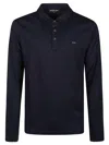 Michael Kors Long-sleeve Cotton Polo Shirt In Blue