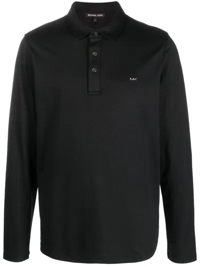 Michael Kors Long Sleeves Polo Shirt In Black