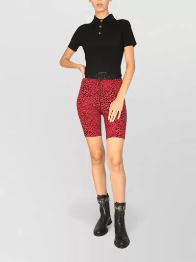 Michael Kors Polo Shirt Logo Buttons Animal Print In Red