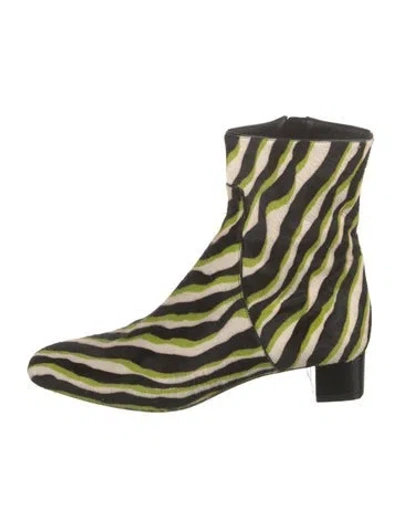 Pre-owned Michael Kors Ponyhair Animal Print Boots In Green