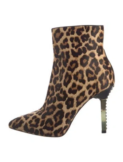 Pre-owned Michael Kors Ponyhair Animal Print Boots In Neutral