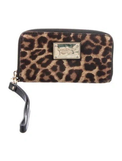 Pre-owned Michael Kors Ponyhair Animal Print Continental Wallet In Neutrals