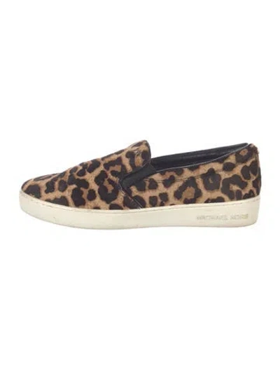 Pre-owned Michael Kors Ponyhair Animal Print Loafers In Brown