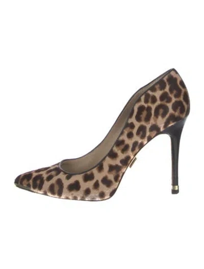 Pre-owned Michael Kors Ponyhair Animal Print Pumps In Brown