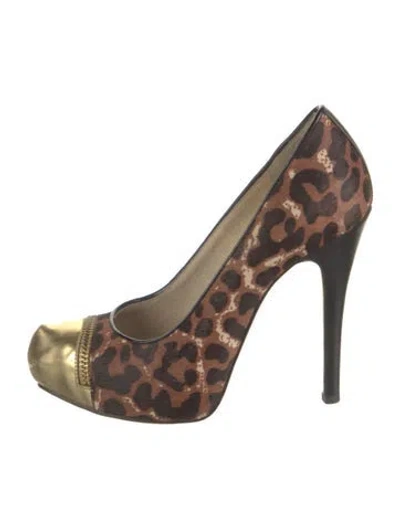 Pre-owned Michael Kors Ponyhair Animal Print Pumps In Brown