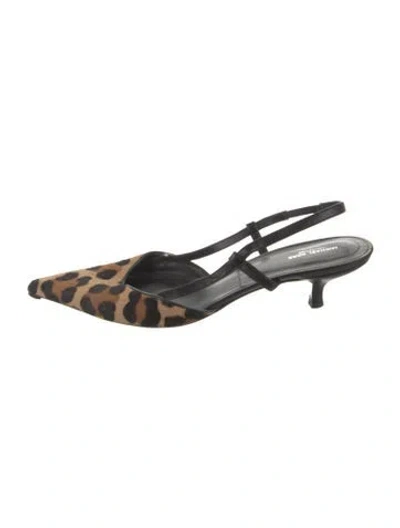 Pre-owned Michael Kors Ponyhair Animal Print Slingback Pumps In Brown