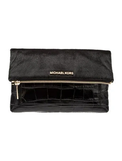 Pre-owned Michael Kors Ponyhair Clutch In Black