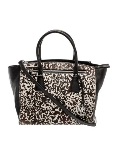 Pre-owned Michael Kors Ponyhair Top Handle Bag In Black