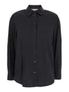 Michael Kors Black Shirt With Button-down Collar And One Front Patch Pocket In Cotton Stretch Woman In Black