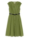 Michael Kors Midi Poplin Dress In Green