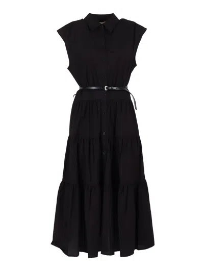 Michael Kors Poplin Midi Shirt Drs In Black