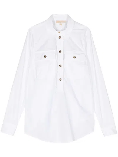 Michael Kors Poplin Pull Over Shirt In White
