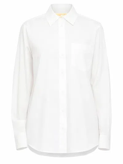 Michael Kors Poplin Shirt Long Sleeves Tailored Collar In White